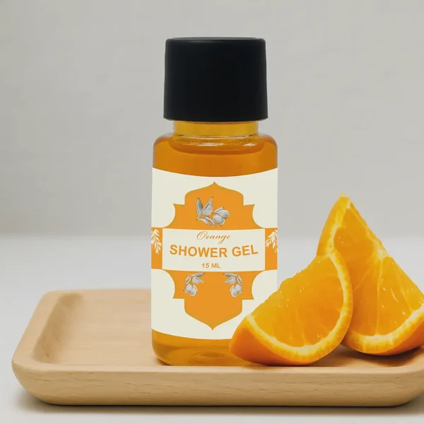 Orange shower gel for bathroom amenities