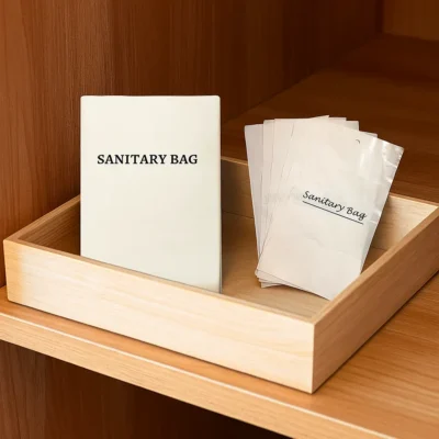 Sanitary Bags in Wooden Wardrobe Hotel Sanitary Bag